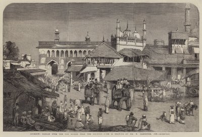 Lucknow, Bazaar over the Old Bridge near the Goomtee by William Carpenter